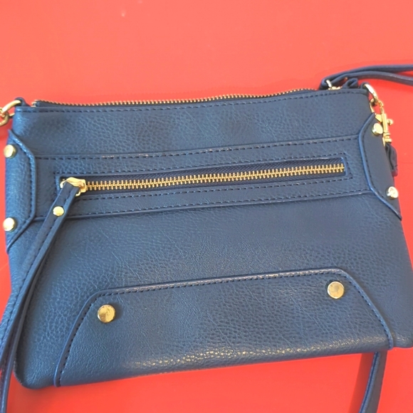 Navy Blue Zippered Shoulder Purse - Picture 5 of 5